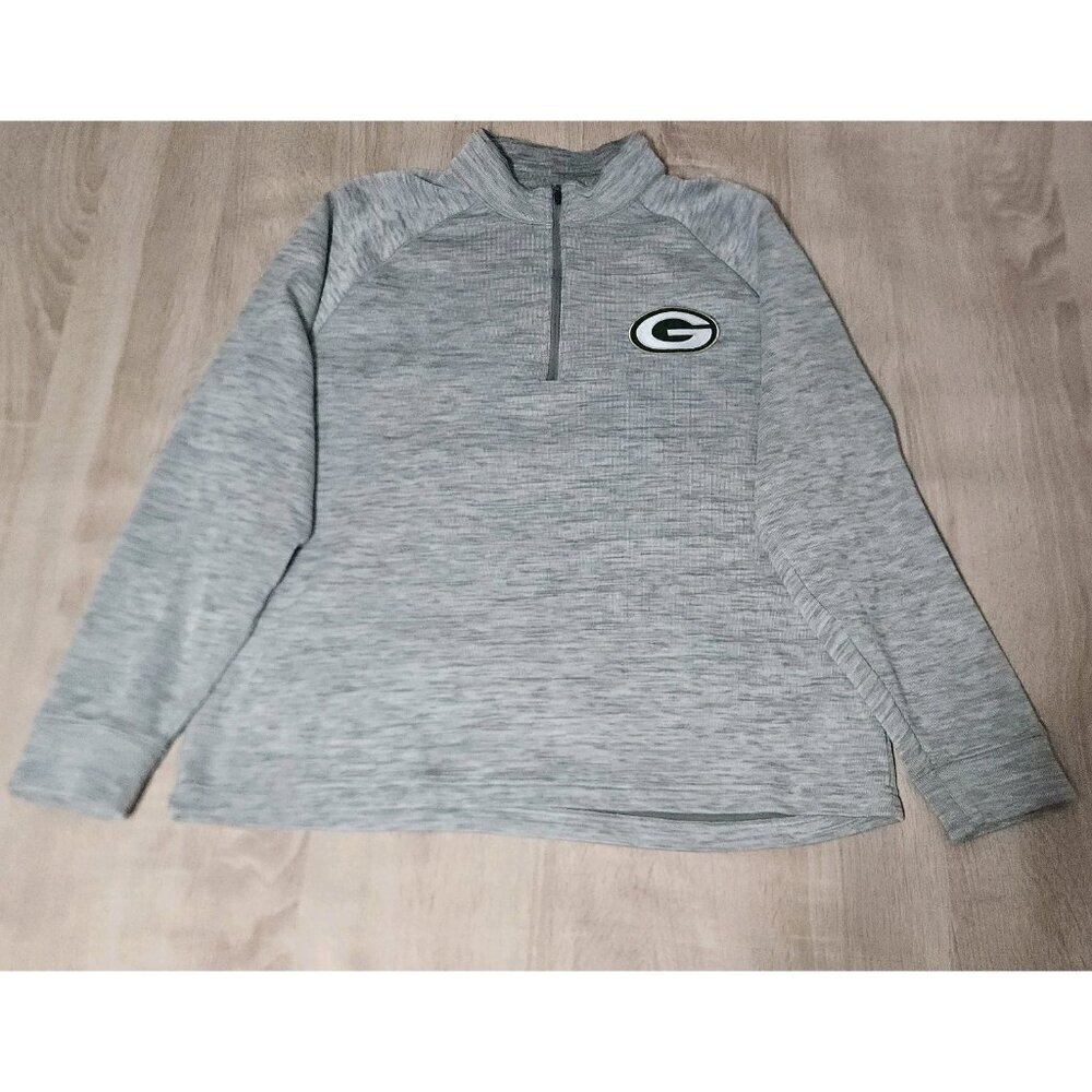 Greg Norman Mens Size L Green Bay Packers Gray Quarter Zip Fleece Pullover